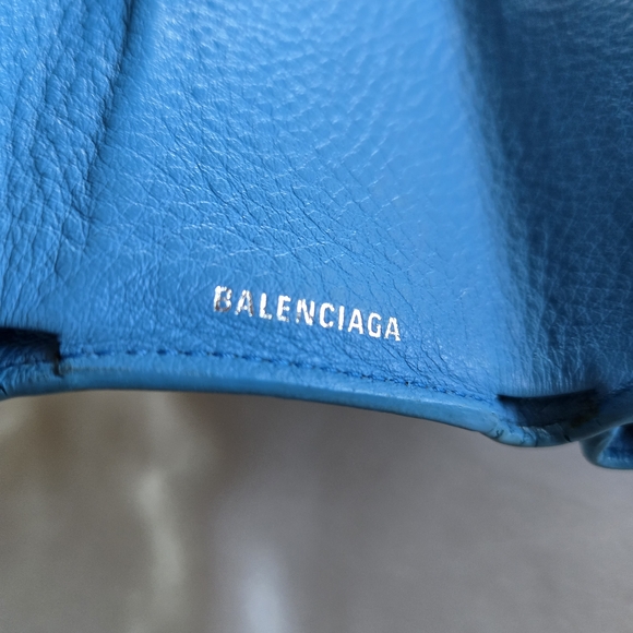 Balenciaga Papier Blue Leather Mini Wallet - Picture 7 of 10